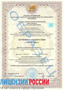 Образец сертификата соответствия Асбест Сертификат ISO 22000
